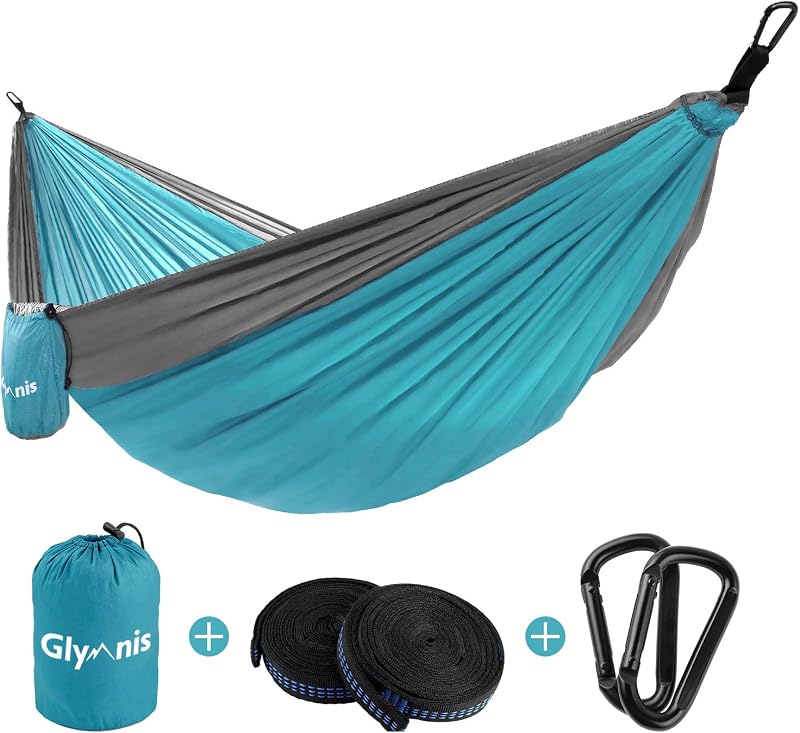 Glymnis Camping Hammock for 2 Persons Nylon Lightweight Portable with Straps