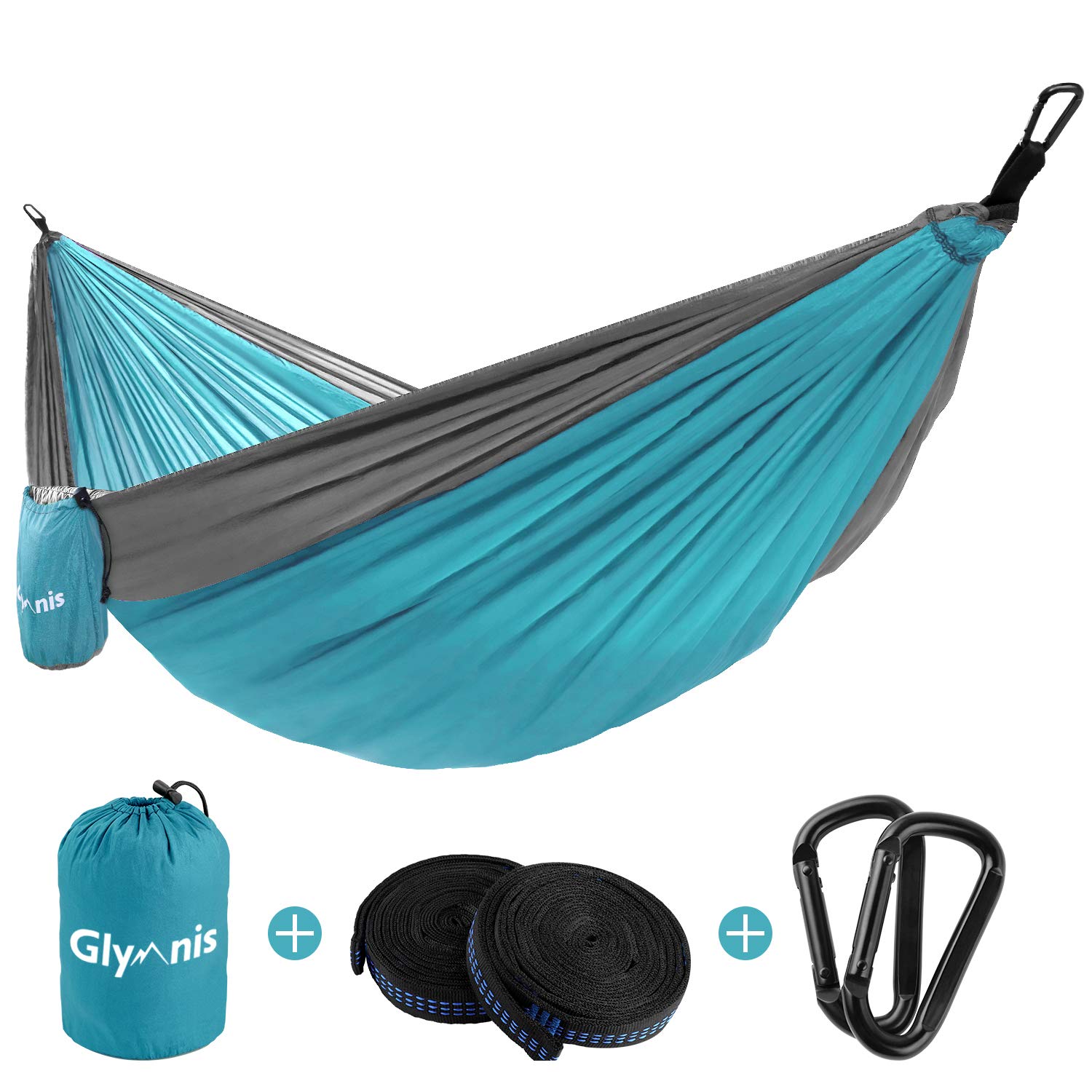 Glymnis Camping Hammock for 2 Person Nylon Lightweight Portable Double Hammock with Straps for Camping Backpacking Beach Garden