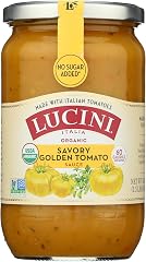 Lucini Organic Golden Tomato Sauce - Classic Italian Sauce in Glass Jar - Fresh Organic Tomatoes - No Sugar Added Pasta Sauce