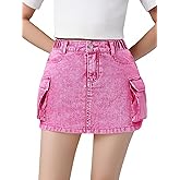 WDIRARA Girl's High Elastic Waist A Line Bodycon Skirt Casual Denim Skirts with Pockets