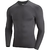 RIKUAOU Men's Long Sleeve Compression Shirt, Quick Dry Athletic Base Layer Top, Skins Fit Football Running Workout Undershirt