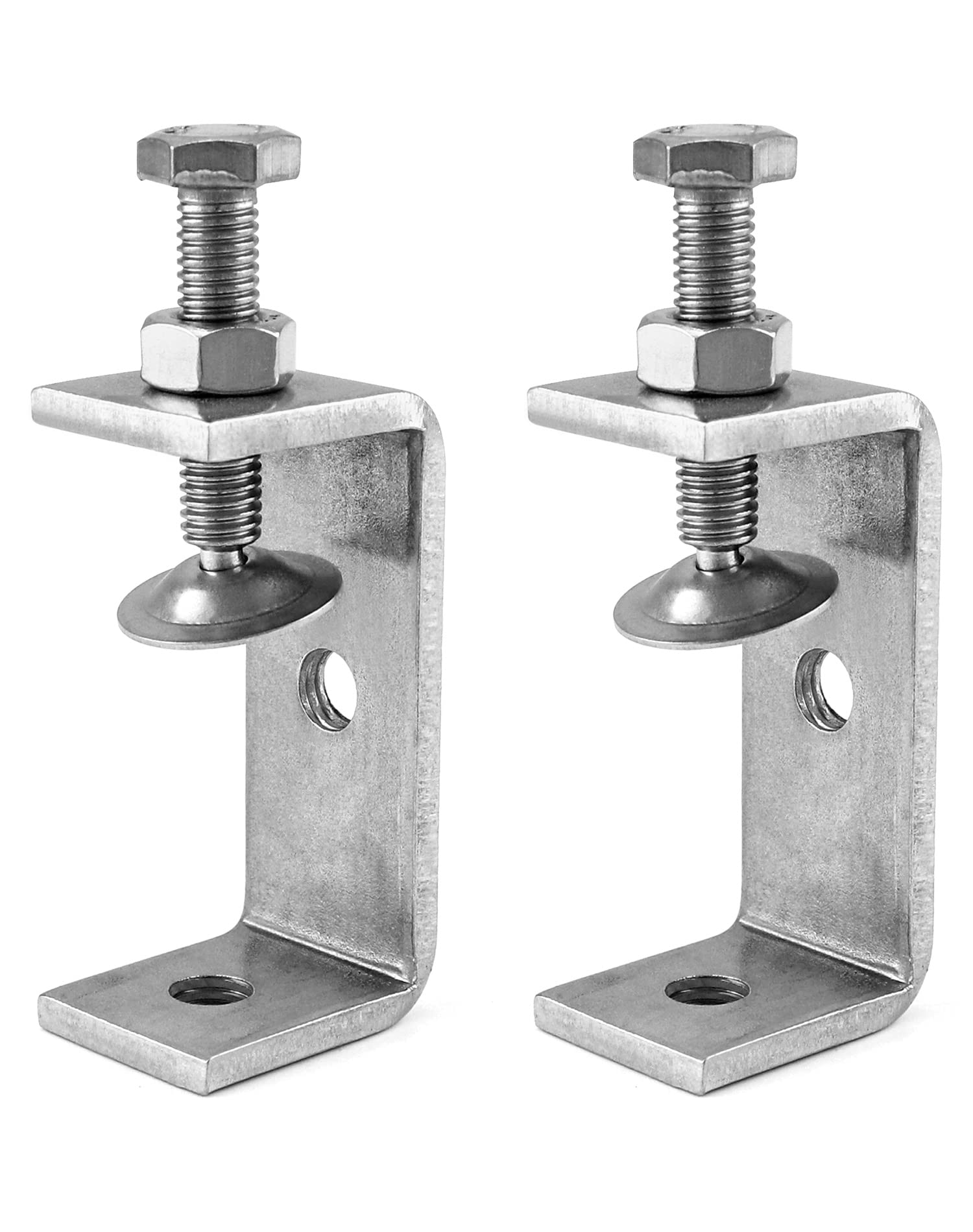 QWORK® 2Pcs 304 Stainless Steel C Clamp Tiger Clamp, Heavy Duty C-clamp, for Home Improvement and Automotive Repair, Style 1