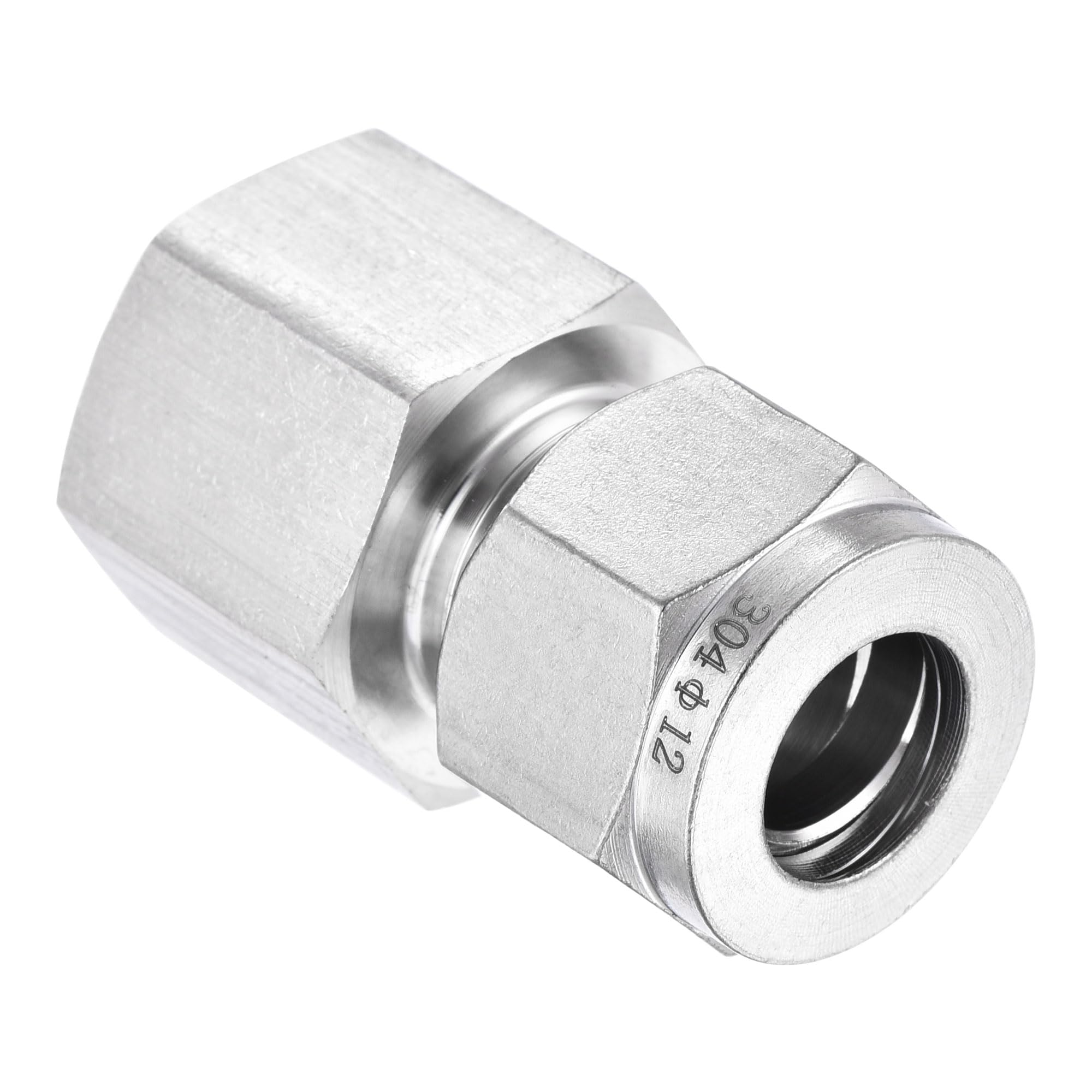 sourcing map Compression Tube Fitting 1/2NPT Female Thread x 12mm Tube OD Straight Coupling Adapter 304 Stainless Steel