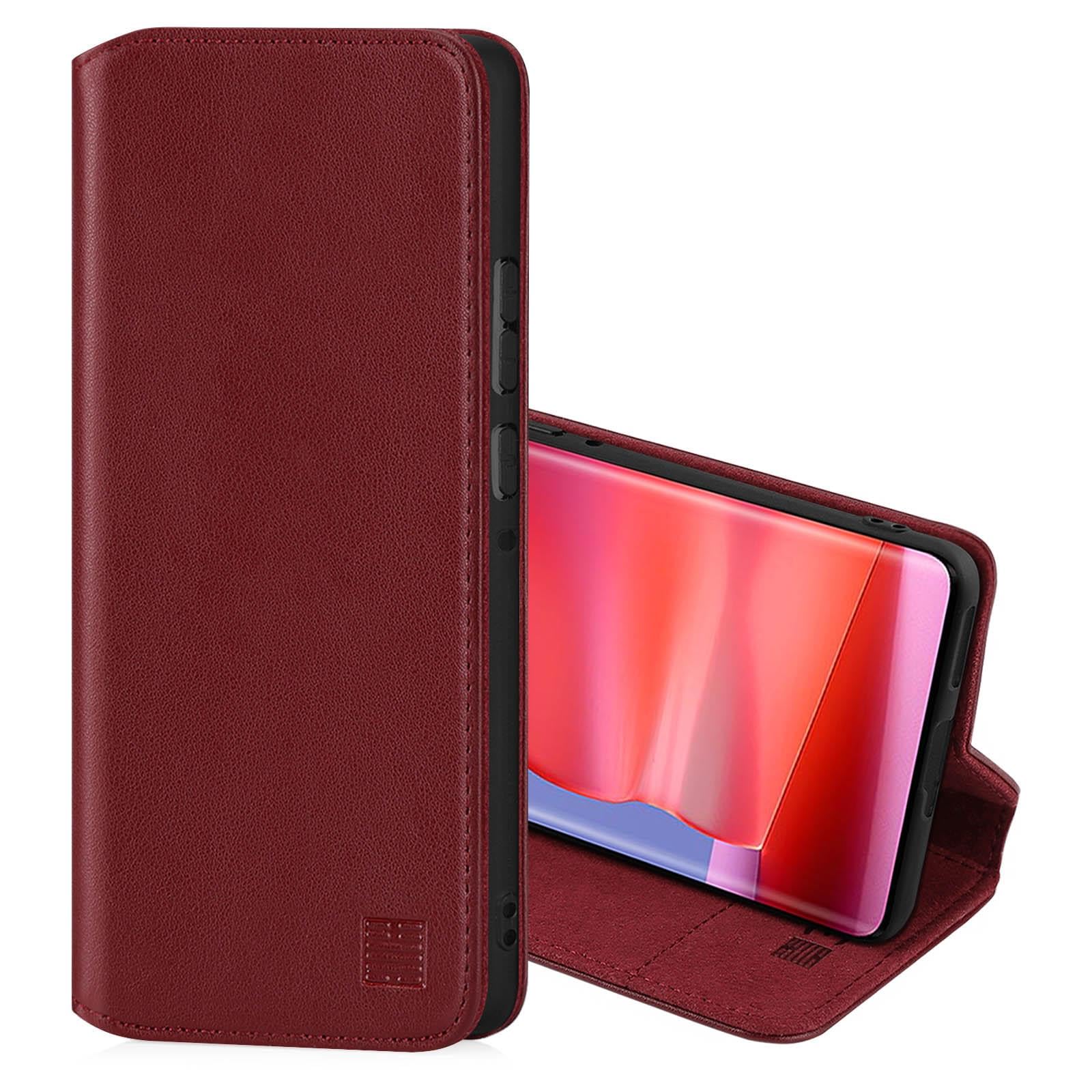32nd Classic Series 2.0 - Real Leather Book Wallet Flip Case Cover For Motorola Edge 50 Pro, With RFID Blocking Card Slot, Magnetic Closure and Built In Stand - Burgundy