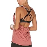 icyzone Workout Tank Tops Built in Bra - Women's Strappy Athletic Yoga Tops, Exercise Running Gym Shirts
