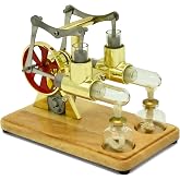 NIKOLATOY Double Cylinder Stirling Engine Model Kit, Dual Cylinder Heat Engine Motor with Alcohol Burner, Advanced Physics Experiment Engine, Mechanical Engineering Desk Display
