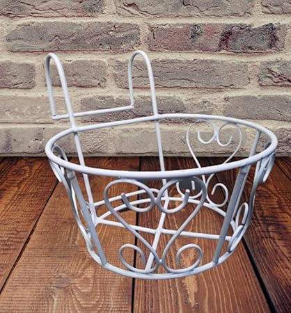 TNZ Creations, Metal Railing Basket for Holding Plant Pots. Ideal for Outdoor railings. Looks Beautiful. Size. 8.5x8.5x4.5 Inches
