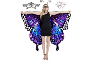 TONAK Butterfly Wings Double Side Print Costume Adult Halloween Butterfly Cape Costume Women Party