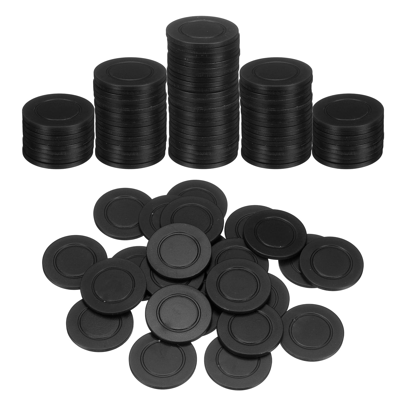 sourcing map 100Pcs 1.5 Inch Plastic Poker Chips, Mini Bingo Chips Learning Counters Counting Counters Disks Markers Opaque Game Tokens for Game Play Math Counting, Black
