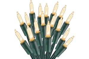 ODEETRONIC Christmas Lights, 21.63ft 100 Count Incandescent Clear Christmas Lights, UL Certified Outdoor Mini Clear Light Connectable, Green Wire Tree Light Indoor for Home Party Decor, Warm White