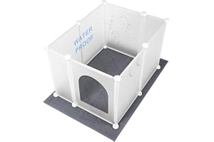 FANPBOW Large Cat Litter Box Cover Enclosure with Waterproof Splash Guard, Litter Mat(L33×W23), Row-Hook, DIY Shield, Safe Material, Easy Install & Clean,Privacy Screen for Most Litter Boxes,27'' × 21'' ×17''