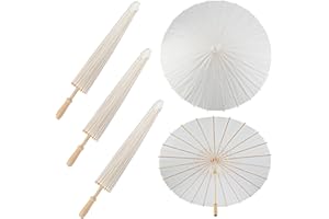 SAYAYA 3 Pieces 33 Inches Large White Paper Umbrellas Parasol Decorative Chinese Japanese Parasol Rainproof Oiled Paper DIY Painting Umbrellas for Wedding Bridal Showers Party Decor (3 PCS)