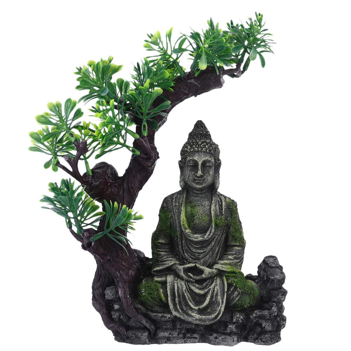 Aquarium Buddha Statue Fish Hideout Betta Cave Resin Aquarium Ornament for Fish Tank Landscaping