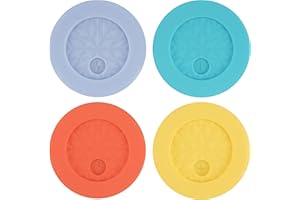 LUVCOSY Silicone Lid for 16OZ Drinking Glass Cup with a Diameter of 2.3"/58 mm Compatible with Netany 4 Pcs Replacement Lids for Beer Can Cups Silicone Cover with Straw Hole for Glass Cups with Bamboo Lids