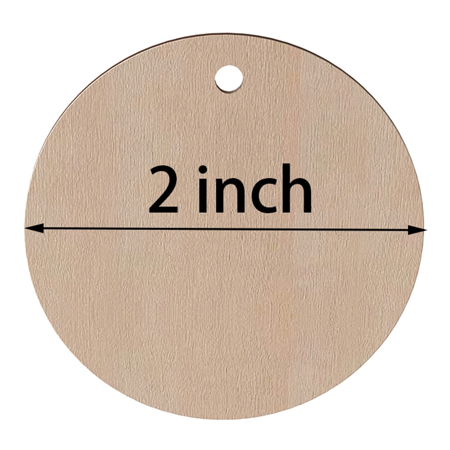 2 Inch Wooden Tags Round Wooden Circles with Hole for DIY Decoration, 100 Pcs