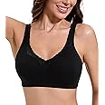 HACI Women's Comfort Cotton Bra Plus Size Everyday Non Padded Wirefree Lace Floral