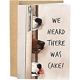 Naixiwen Dog Birthday Card for Friend Family, Funny Birthday Card from Dog to Mom, Cute Dog Birthday Card for Dog Mom Dad Lover Owner, We Heard There Was Cake Birthday Card