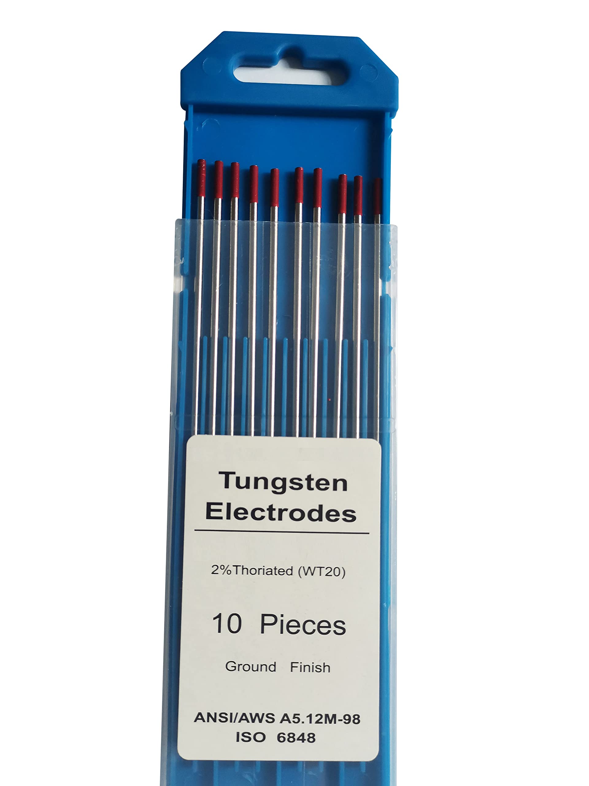 TIG Welding Tungsten Electrodes Diam.3/32 inch, with 2% Thorium, WT20(Red) Thorium Tungsten Welding Rods, 2.4mm x150mm 10pcs Pack.