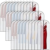 Amylove 40 Pcs 24 x 60 Inch Garment Bags for Hanging Clothes, Dress, Gown, Coat & Suit Storage Bags with Zipper - Dustproof Cover for Closet Clothes Storage Travel (White Black)