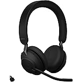 Jabra Evolve2 65 UC Wireless Headphones with Link380c, Stereo, Black – Wireless Bluetooth Headset for Calls and Music, 37 Hours of Battery Life, Passive Noise Cancelling Headphones