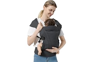 MISSWISDOM Baby Carrier Newborn to Toddler Baby Wrap Carriers(7-30lbs)，Hands Free Baby Sling Carrier with Enhanced Lumbar Support，Ergonomic Design Infant Holder Carrier, Dark Grey
