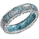 jiulegufa Sunflower Ring 925 Sterling Silver Turquoise Ring Sunflower Turquoise Jewelry Gifts for Women