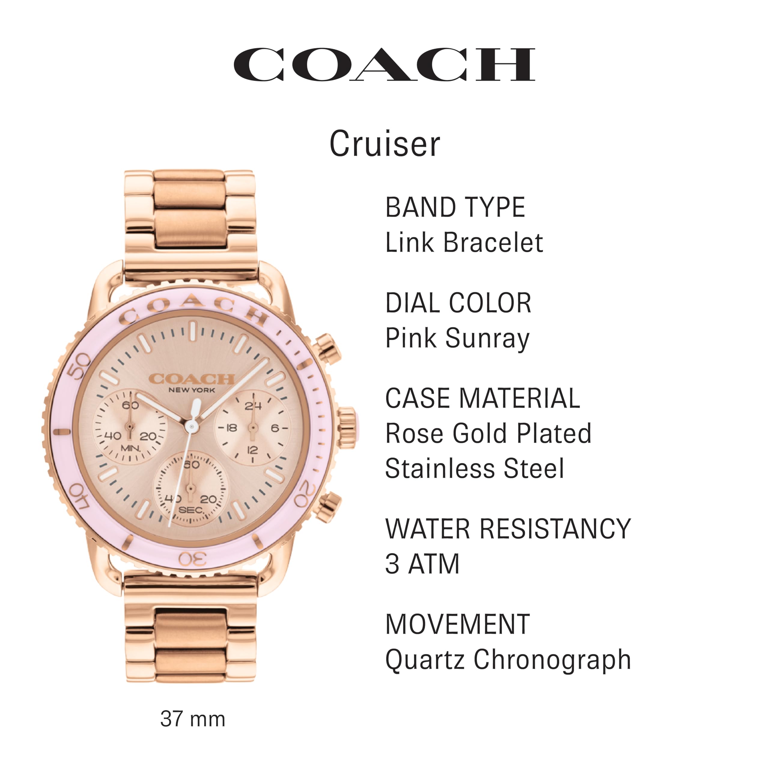 COACH Cruiser Women's Watch | Your Adventure-Ready Style Companion | Crafted for Everyday Elegance | Premium Quality Water-Resistant Timepiece