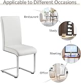 Yaheetech Dining Chairs Set of 2 Modern Leather High Back Chrome Legs White view 9