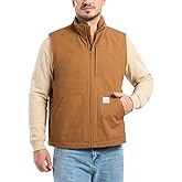 HISEA Men's Washed Duck Sherpa-Lined Vest, Mens Loose Fit Winter Insulated Canvas Workwear Mock-Neck Vest