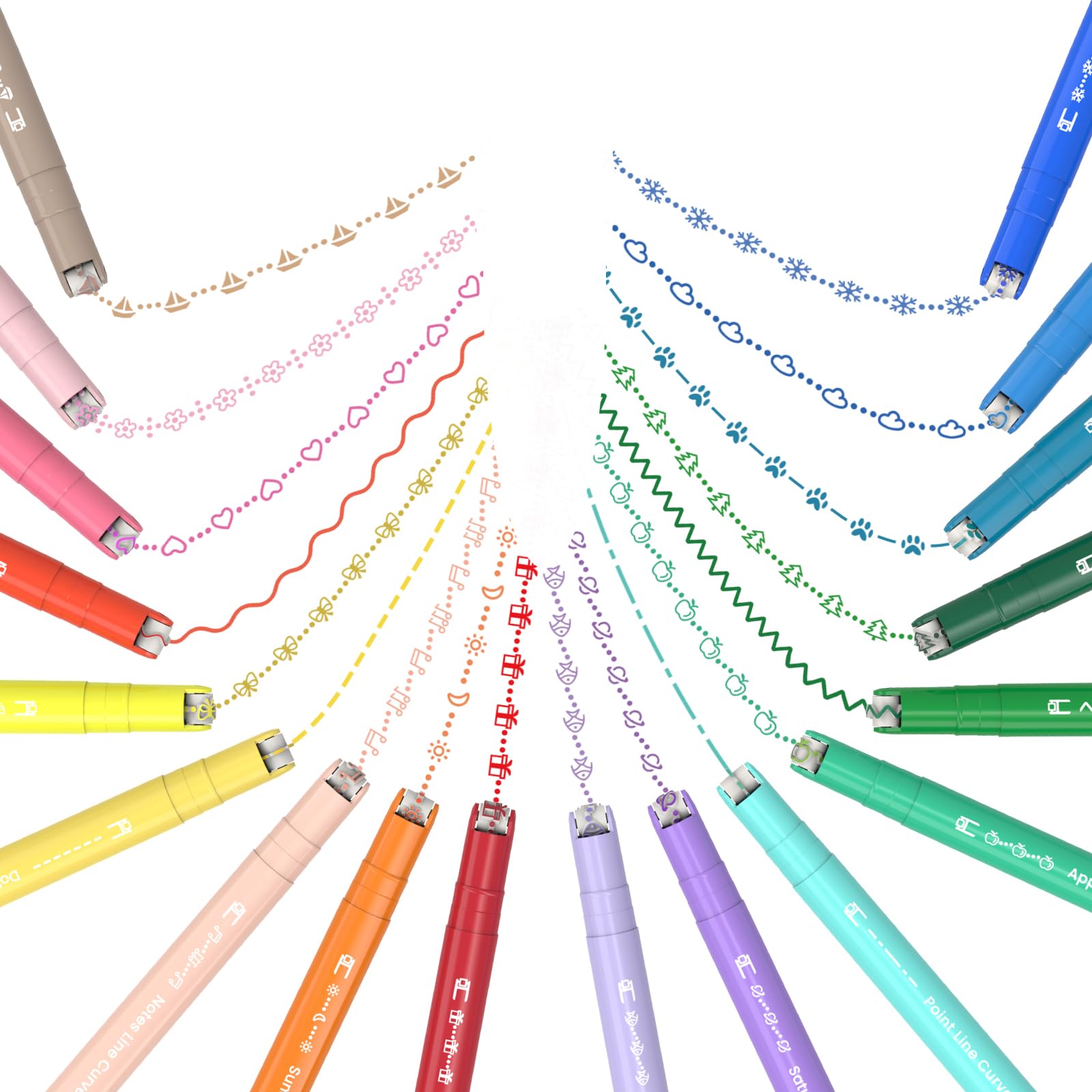 Photo 1 of AECHY 18PCS Curve Highlighter Pen Set, Dual Tip Marker Pens with 18 Different Curve Shapes & 18 Colors Mark Lines, Aesthetic Curve Marker Highlighter for Journal Planner School Supplies