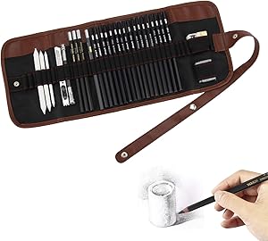 Sketching Pencil Set, Drawing Pen Charcoal Sketch Included Graphite Pencils, Charcoal Pencils, Paper Erasable Pen, 30pcs Total for Beginners Artist (First Sketch Pencil)