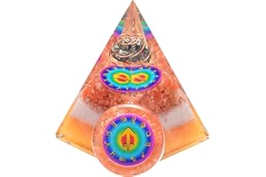 EVER VIBES Horoscope Orgone Pyramid & Palm Stone Set, Healing Crystal Sagittarius Zodiac Sign Gift Set Made of Pyrite & Orange Calcite for Wellbeing and Good Fortune