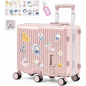 Kids Ride-On Luggage, 20" Aluminum Frame Carry-On with 6 Wheels (Pink) | Premium Construction, 200 lb Capacity, Foldable Foot