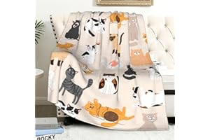 SEGXCFL Beige Cat Blanekt,Cat Gifts for Women Cat Lovers,Cat Blanket for Adults Girls Kids, Cat Print Blanket Soft Cozy Throw Blanket Cute Fleece Blanket Cat Themed Gifts Cat Mom Gifts 60"x80"