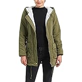 MEWOW Women's Winter Mid Length Thick Warm Faux Lamb Wool Lined Jacket Casual Coat