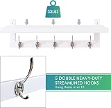 SMIBUY Coat Hooks with Shelf Wall Mounted 74 cm Bamboo 5 Double Hooks White view 7