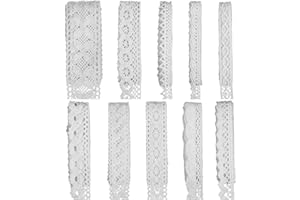 ZNZAKKA White Cotton Lace Ribbon Trim, Venice Crochet Lace Ribbon for Crafts Sewing, Scrapbooking Decoration Supply, 20 Yards (White)