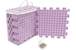 ISWABARD Blocking Mats for Knitting & Crochet Projects 0.59Inch Thickness Crochet Blocking Board 9 Pack, 150 T-Pins and 1 Storage Bag, Blocking Board for Crocheting Knitting Blocking Mats and Pins (Pink)