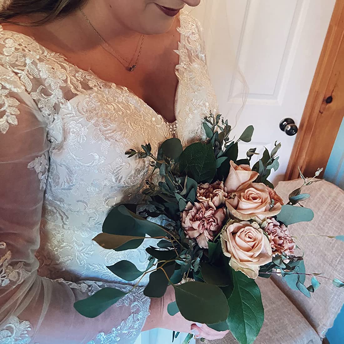 Findlovewedding Wedding Dresses for Bride with Lace Appliques Chiffon A Line Women Dress Long Sleeves Beach Bride Dress