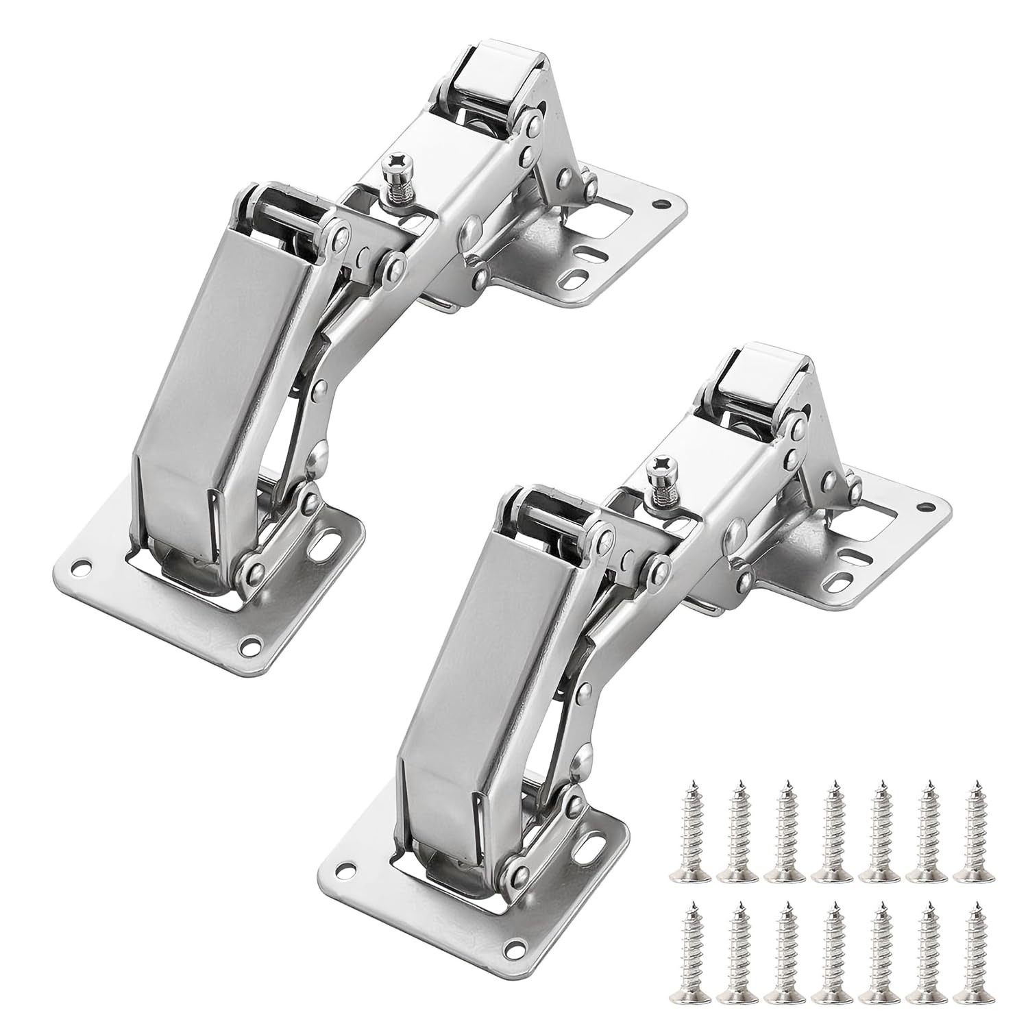 Qrity 2 Pack Kitchen Cabinet Door Hinges, 170 Degree Large Angle Door Hinges with Fixing Screws - No Slot Required - Easy to Install