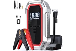 DECHANIE Jump Starter with Air Compressor, 5000A Peak Car Battery Jump Starter(9.0 Gas/8.0L Diesel), 160PSI 12V Jump Box Car Battery Jumper Starter Portable with Jumper Cables, LED Lights, LCD Display