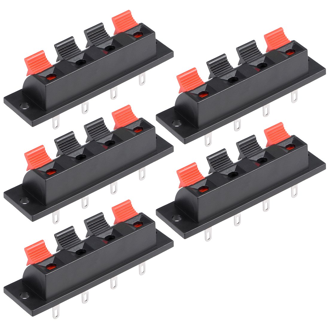 sourcingmap 5pcs 4 Way Push Release Connector Speaker Terminal Strip Block