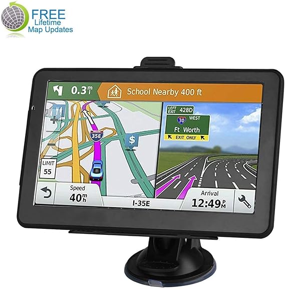 Sat Nav, 7 Inch Touch Screen GPS Navigation for Car Truck with Post