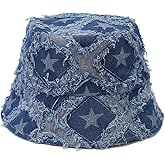 Quanhaigou Frayed Unisex Sun Hats, Fashion Beach Bucket Hat for Men Women,Summer Outdoor Boy's Girls Boonie Cap