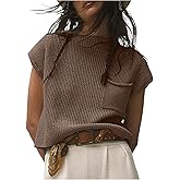 GORGLITTER Women's Mock Neck Short Sleeve Sweater Casual Sweater Vest Knit Pullover Tank Tops Fashion Clothing