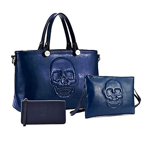 Mechaly Womens Vegan Skully Set Including A Skull Handbag Crossbody Wallet
