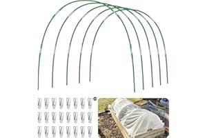FOTMISHU Garden Hoops for Raised Beds Row Cover,5 Sets 7ft Grow Tunnel,Rust-Free Fiberglass Greenhouse Support Hoops Frame for Garden Mesh Netting, Outdoors Plant Growth -24PCS