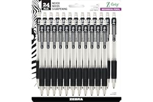Zebra Pen Z-Grip Mechanical Pencils, 0.7mm Point Size, HB #2 Graphite, School Supplies and Teacher Supplies, Clear Barrel, 24-Pack (15241)