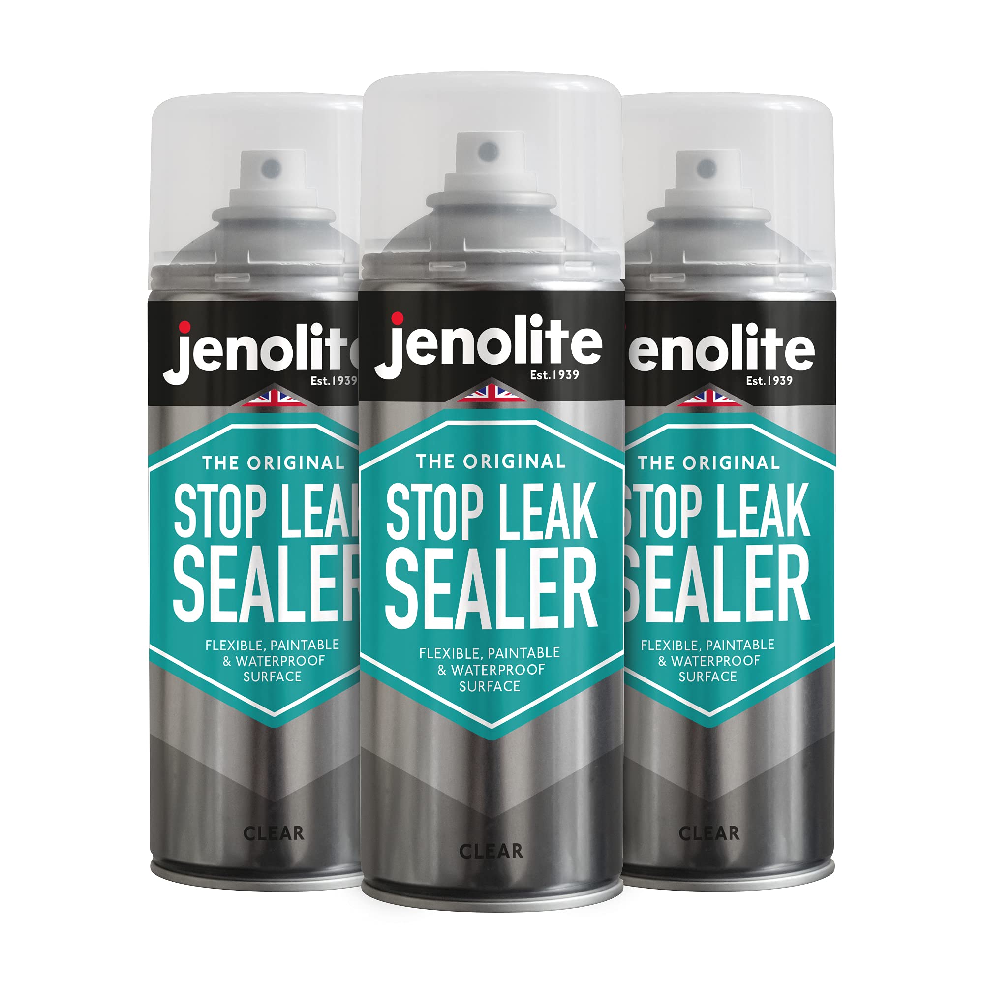 JENOLITE Stop Leak Sealer Spray | CLEAR | 3 x 400ml | Leak Sealer for Gutters and Flat Roofs | Waterproof Gutter Sealant | Fills, Seals & Stops Leaks | Long Lasting Waterproof Sealant