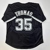 Facsimile Autographed Frank Thomas Chicago Black Reprint Laser Auto Baseball Jersey Size Men's XL